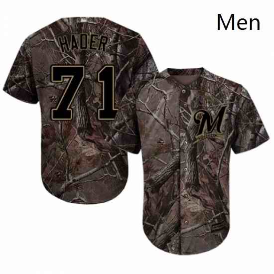 Mens Majestic Milwaukee Brewers 71 Josh Hader Authentic Camo Realtree Collection Flex Base MLB Jersey